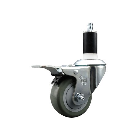 Service Caster 3'' Gray Poly Swivel 1-3/8'' Expanding Stem Caster Total Lock Brake SCC-EXTTL20S314-PPUB-138